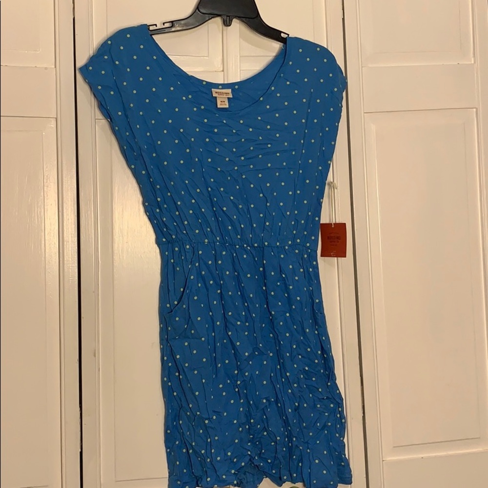 Blue and yellow polka dot casual dress
